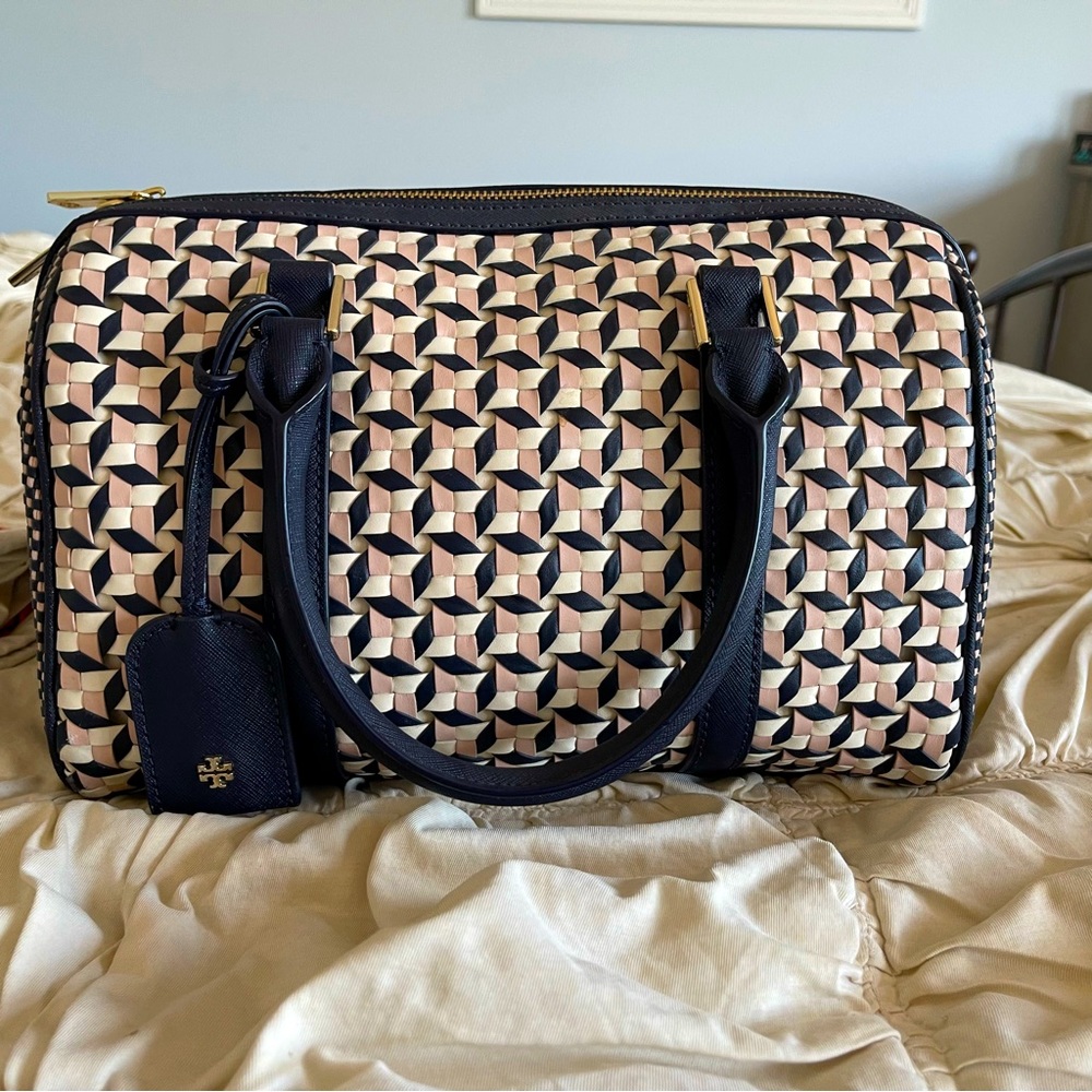 Rare Tory Burch Robinson Woven Doreen Satchel